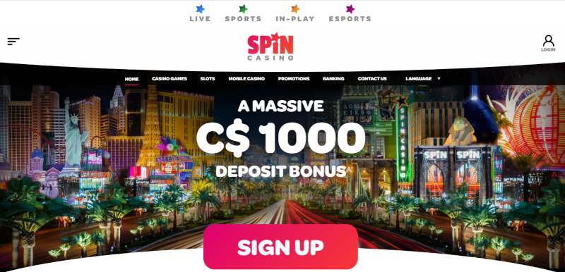 screenshot spin casino interface