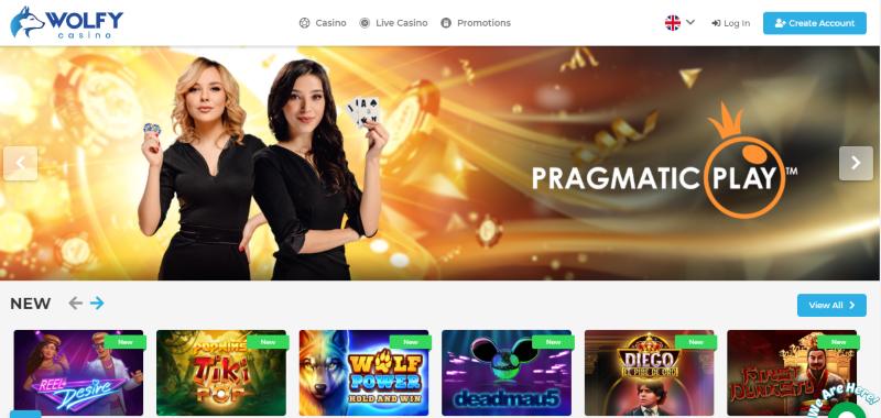 screenshot wolfy casino interface