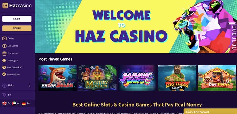 haz casino screenshot interface