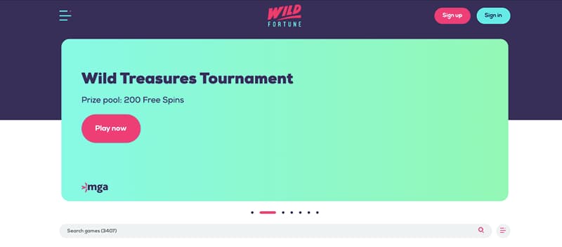 wild fortune casino screenshot interface