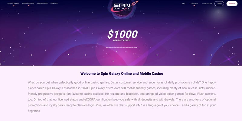 screenshot spin galaxy casino interface