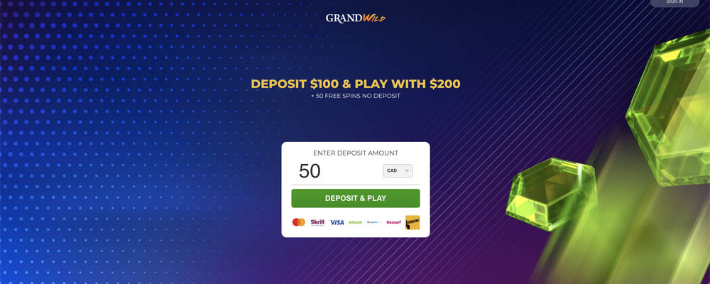 screenshot grandwild casino interface