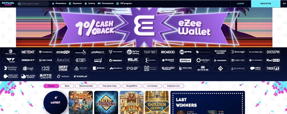 screenshot hotline casino interface