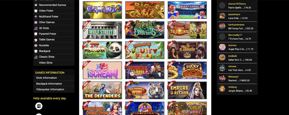 screenshot silveredge casino games