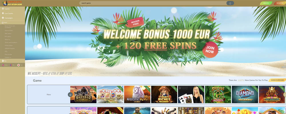 screenshot tropicalbit24 interface