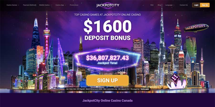 screenshot homepage jackpot city casino